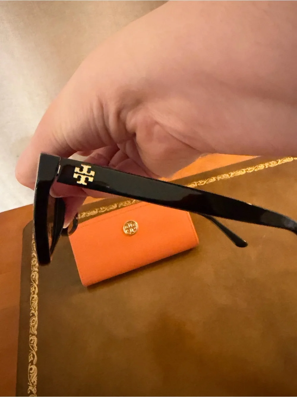 Tory Burch Black Sunglasses with Orange Case